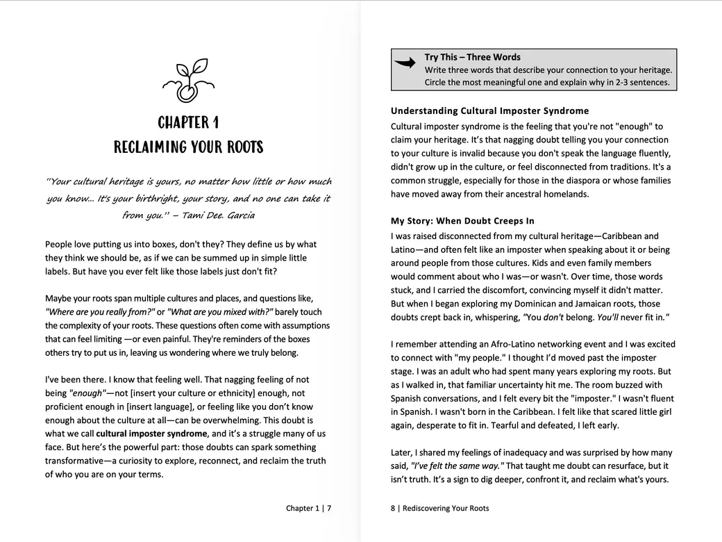 Opening pages of Chapter 1, Reclaiming Your Roots